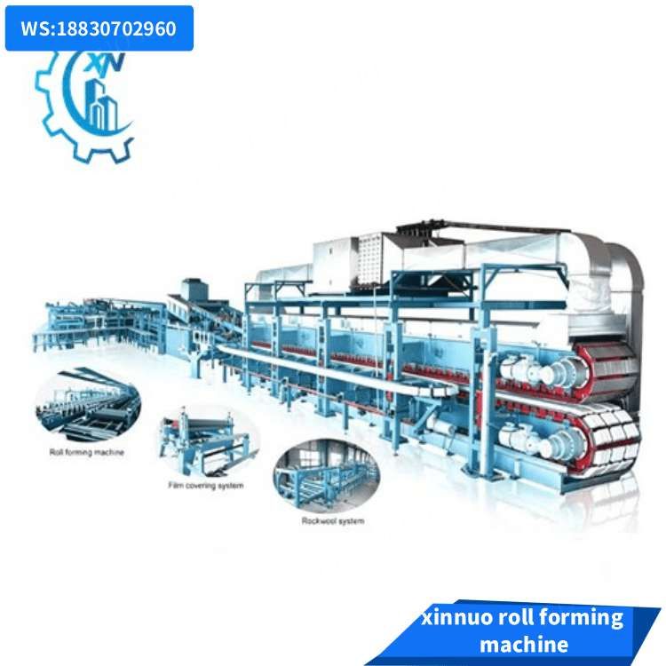 fully automatic rock wool insulated sandwich panel production line with robot stacking system